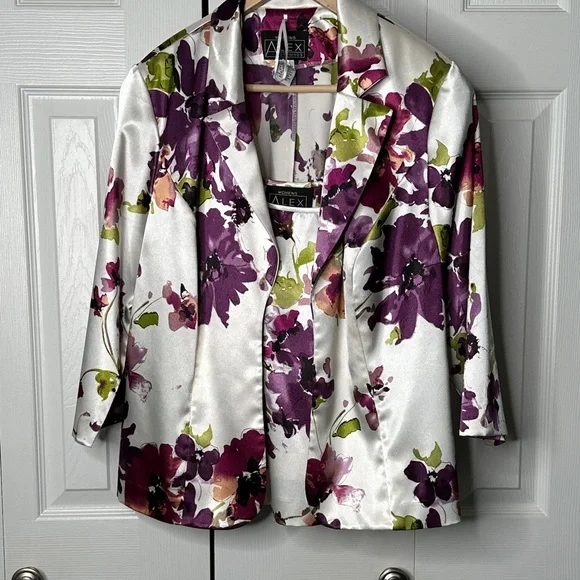 Alex Evenings Women's 1X Vintage Floral 2 Piece Blazer Cami Set NWOT Condition - Picture 6 of 16